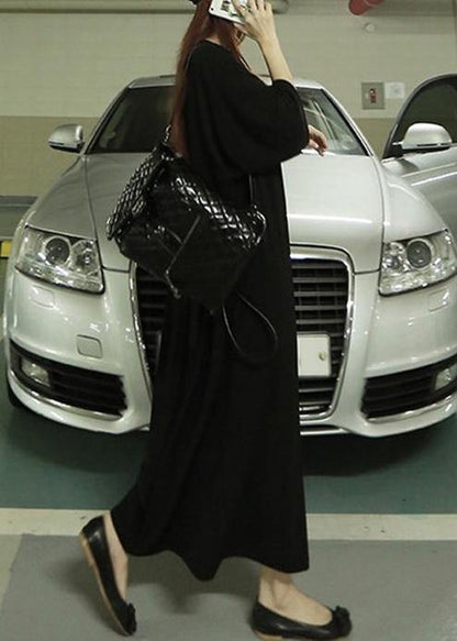 Organic o neck half sleeve cotton summer dresses Tutorials black robes Dress - SooLinen