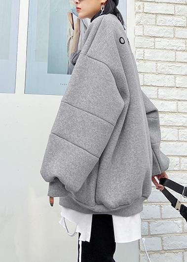 Organic o neck spring Blouse gray Cartoon animation loose tops - SooLinen