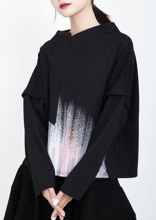 Organic patchwork cotton prints blouses for women Tunic Tops khaki top - SooLinen