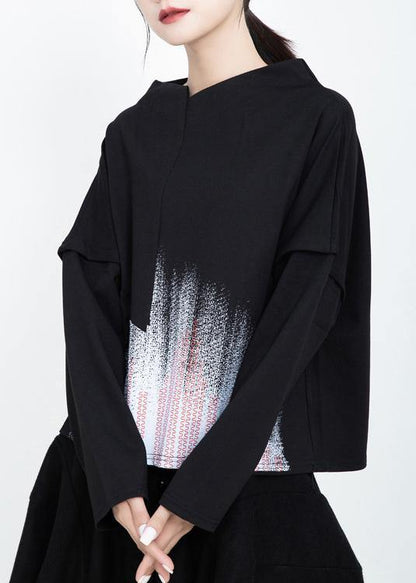 Organic patchwork cotton prints blouses for women Tunic Tops khaki top - SooLinen