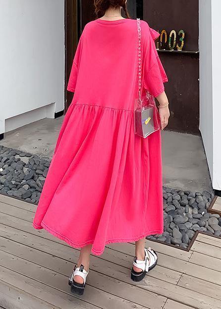 Organic rose Cartoon print dresses o neck Ruffles Dress - SooLinen