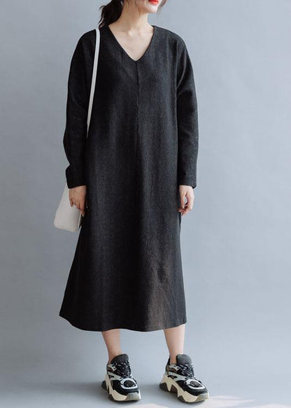 Organic v neck cotton dresses Fashion Ideas black Dresses fall - SooLinen