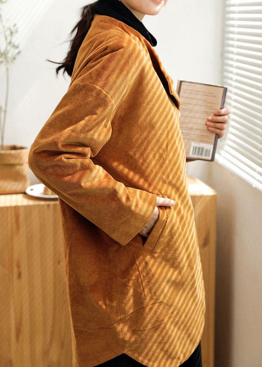 Organic yellow Fashion tunic coats Photography Button women coat - SooLinen