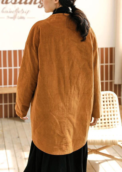 Organic yellow Fashion tunic coats Photography Button women coat - SooLinen