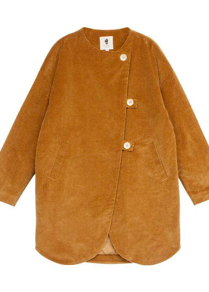 Organic yellow Fashion tunic coats Photography Button women coat - SooLinen