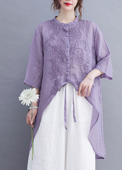 Bio-Baumwolle mit Stickerei in Armeegrün, Blusendesign mit Rundhalsausschnitt, niedriges, hohes Design