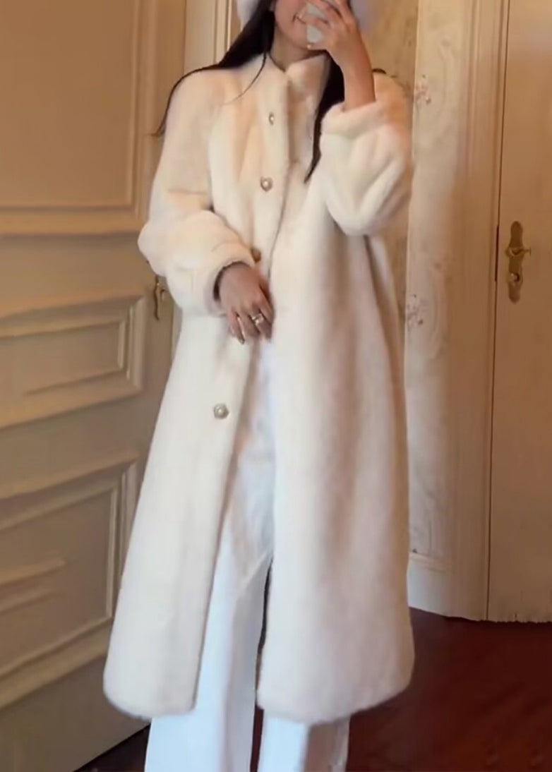 Original Apricot Stehkragen-Knopf Nerz-Samtmantel Winter