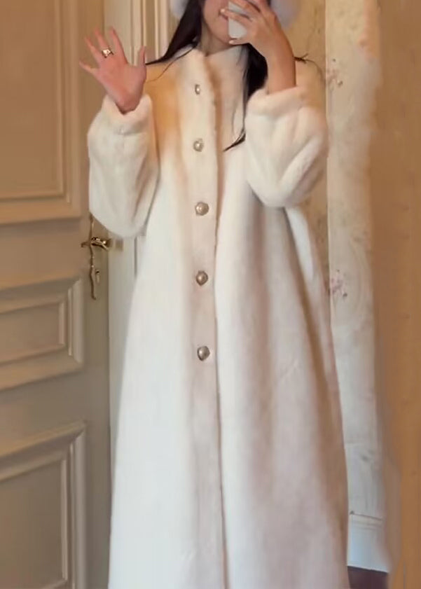 Original Apricot Stehkragen-Knopf Nerz-Samtmantel Winter