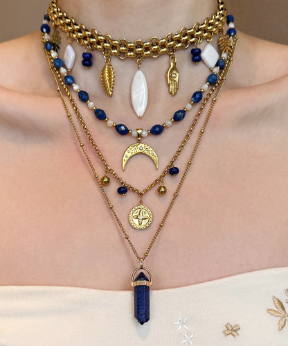 Original Blue Cross Shell Layering Four Piece Set Titanium Steel Pendant Necklace