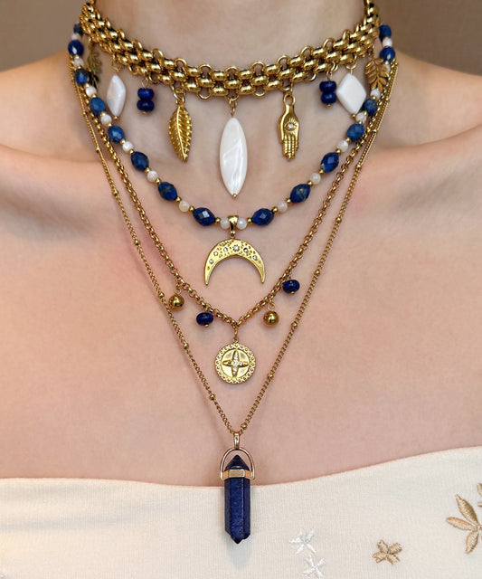 Original Blue Cross Shell Layering Four Piece Set Titanium Steel Pendant Necklace