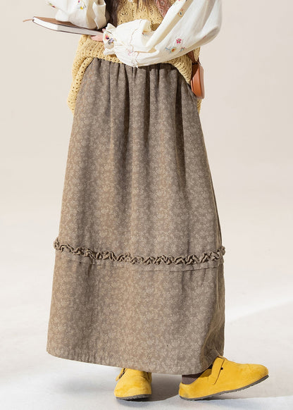 Falda de algodón patchwork con estampado de volantes y café original para invierno