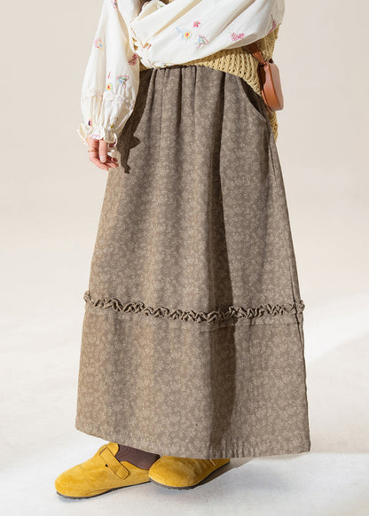 Falda de algodón patchwork con estampado de volantes y café original para invierno