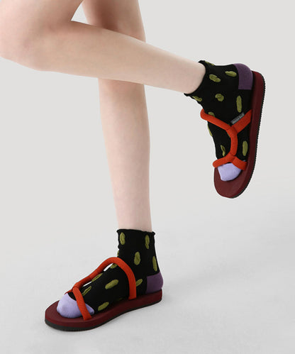 Originale Colorblock-Jacquard-Knöchelsocken, dünn und atmungsaktiv