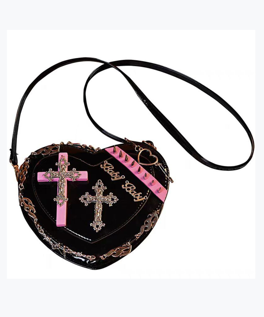 Original Cross Design Nietenherz Messenger Bag