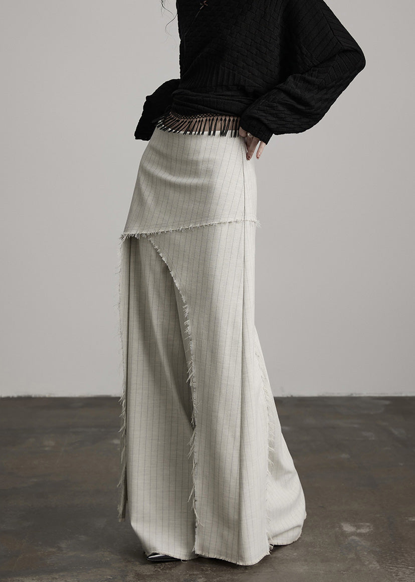 Original Design Apricot Asymmetrisch gestreifte Baumwollhose Röcke Frühling