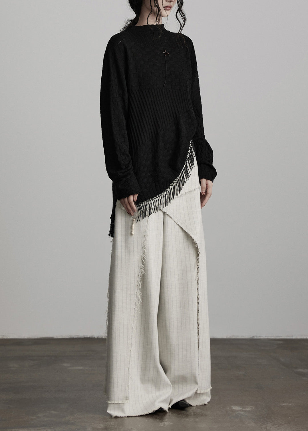 Original Design Apricot Asymmetrisch gestreifte Baumwollhose Röcke Frühling