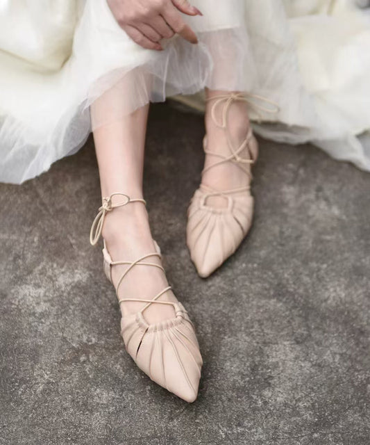 Original Design Apricot Strappy Sandals Pointed Toe