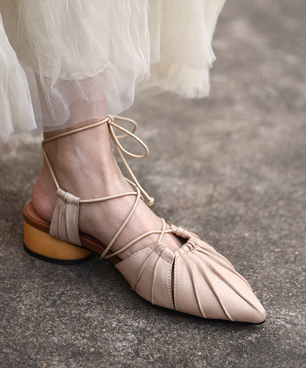 Original Design Apricot Strappy Sandals Pointed Toe