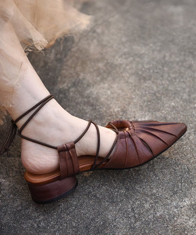 Original Design Apricot Strappy Sandals Pointed Toe
