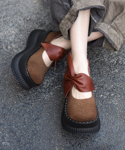 Original Design Black Bow Splicing Platform Heels Shoes