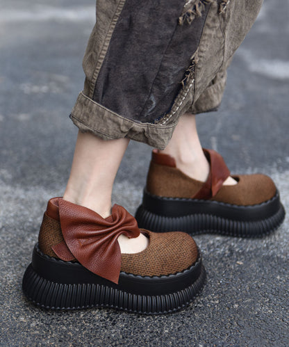 Original Design Black Bow Splicing Platform Heels Shoes