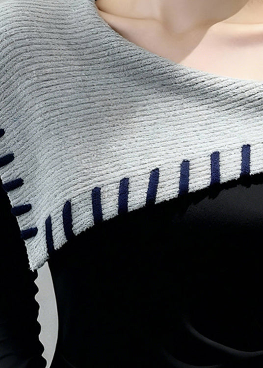 Original Design Schwarzes Fleece-Top mit kalten Schultern, schmaler Passform, Winter