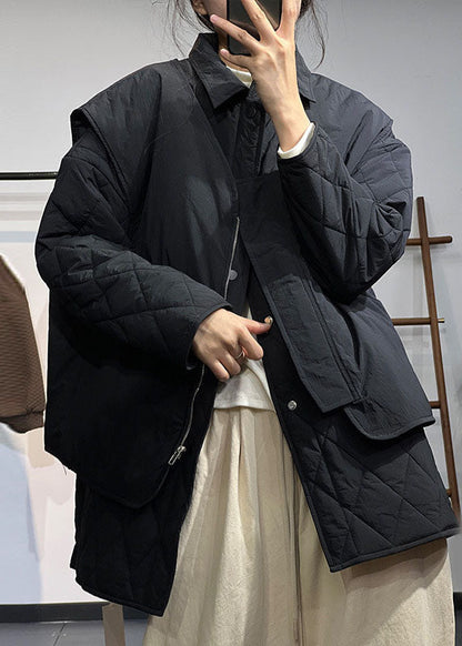 Original Design Schwarz Übergroßen Dicken Feine Baumwolle Gefüllt Zwei Stück Set Frauen