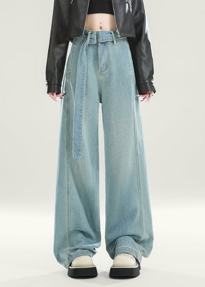 Original Design Schwarze Schärpen High Waist Warm Fleece Jeans