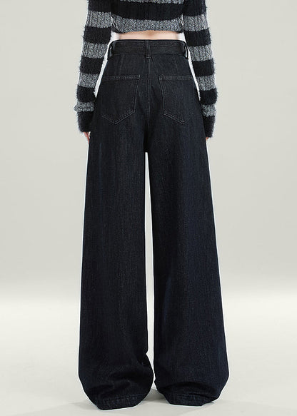 Original Design Schwarze Schärpen High Waist Warm Fleece Jeans