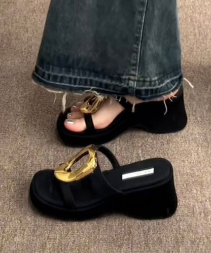 Original Design Schwarze Sandalen mit Keilabsatz und Pailletten