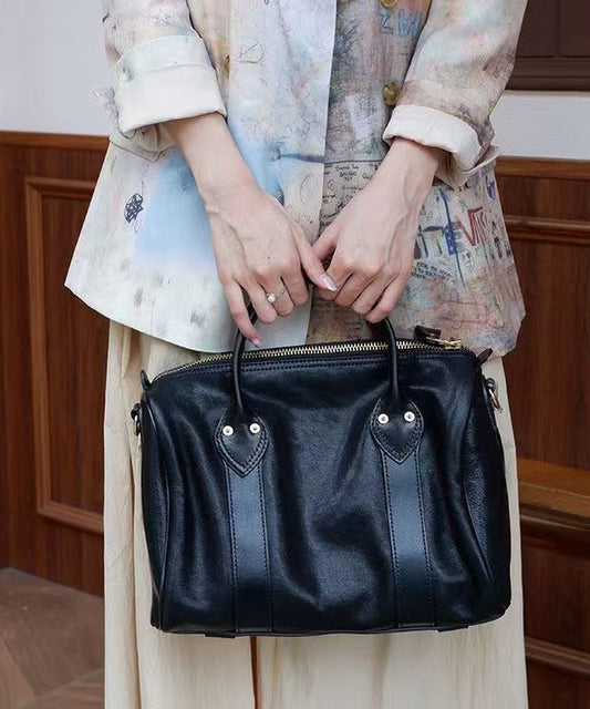 Original Design Blackish Green Splicing Solid Durable Leather Tote Handbag