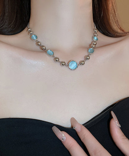 Original Design Blau Legierung Harz Kristall Quaste Prinzessin Halskette