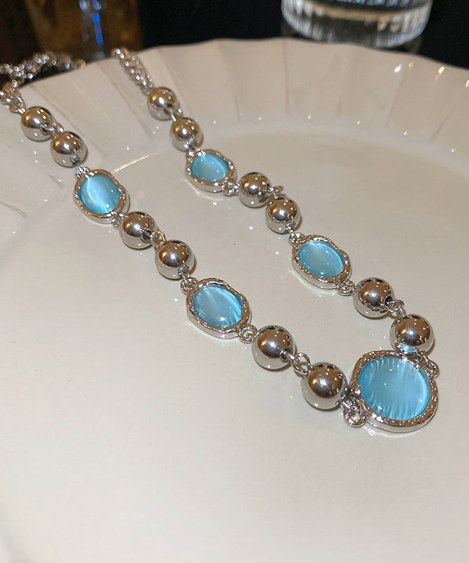 Original Design Blau Legierung Harz Kristall Quaste Prinzessin Halskette