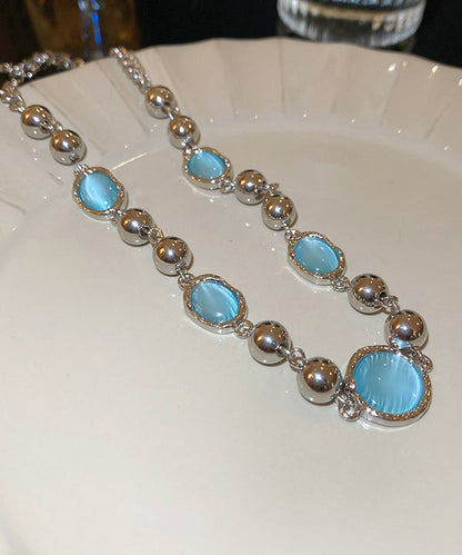 Original Design Blau Legierung Harz Kristall Quaste Prinzessin Halskette