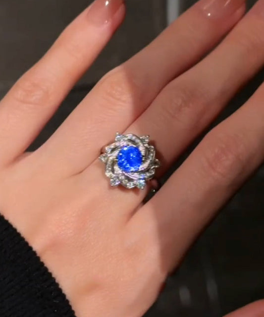 Original Design Blue Alloy Zircon Camell Rings