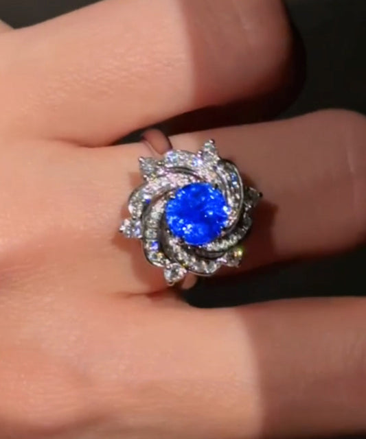 Original Design Blue Alloy Zircon Camell Rings