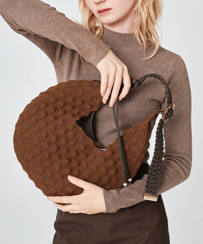 Original Design braune Baumwoll-Hobo-Tasche mit großem Fassungsvermögen