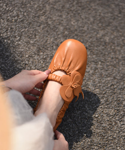 Original Design Brown Penny Loafers Splicing Floral