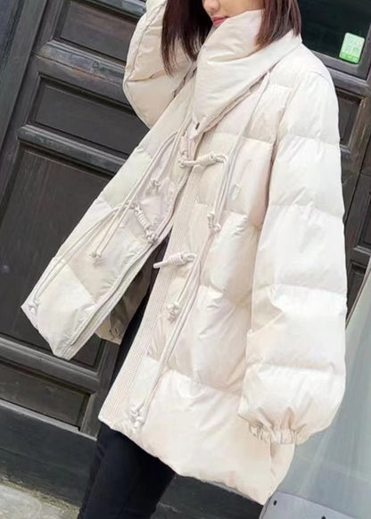 Original Design Schokoladenbrauner Schalkragen Orientalischer Knopf Entendaunen-Wintermantel