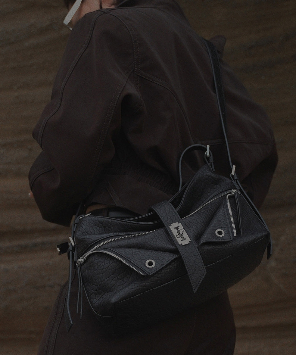 Original Design Coffee Zippered Suede Hobo Bag