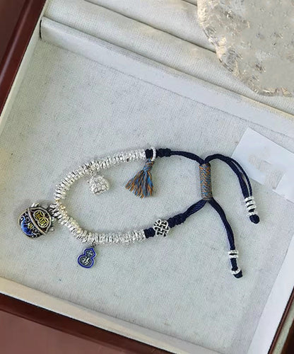 Original Design Colorblock 925 Lucky Cat Broken Silver Charm Armband