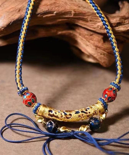 Halskette mit Anhänger aus Sterlingsilber mit Farbblock-Optik und Bienenwachs-Roundel