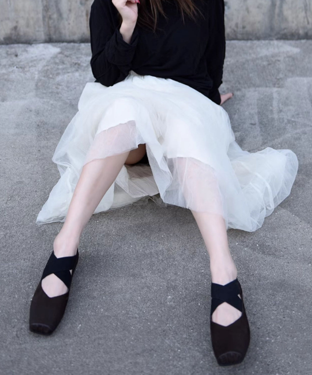 Original Design Cross Strap Splicing Flats Mulberry Cowhide Leather