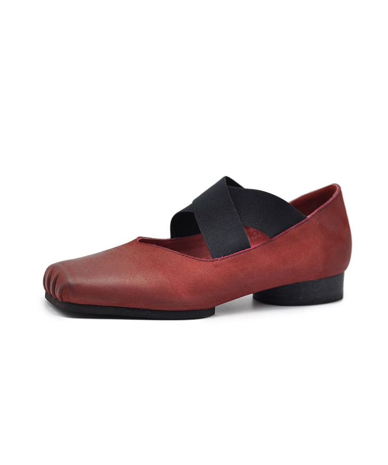 Original Design Cross Strap Splicing Flats Mulberry Cowhide Leather