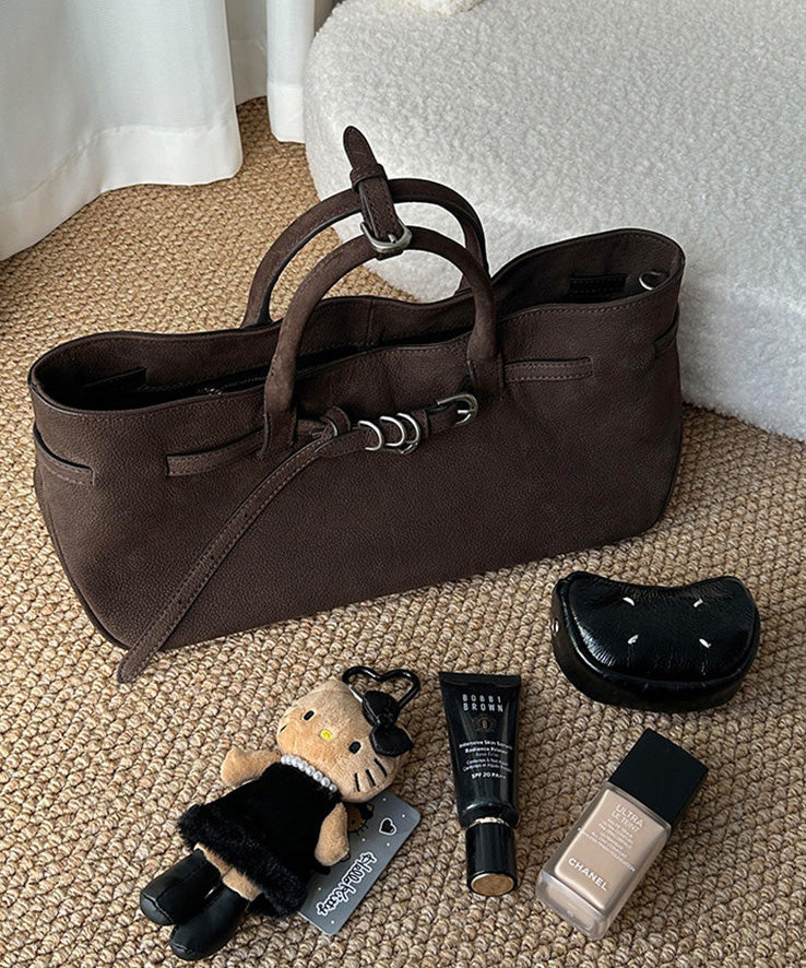 Original Design Faux Suede Coffee Tote Handbag