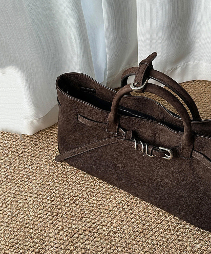 Original Design Faux Suede Coffee Tote Handbag