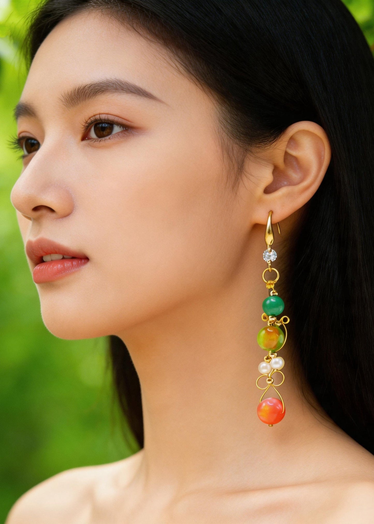 Original Design Fine Crystal Ethnic Style Drop Earrings