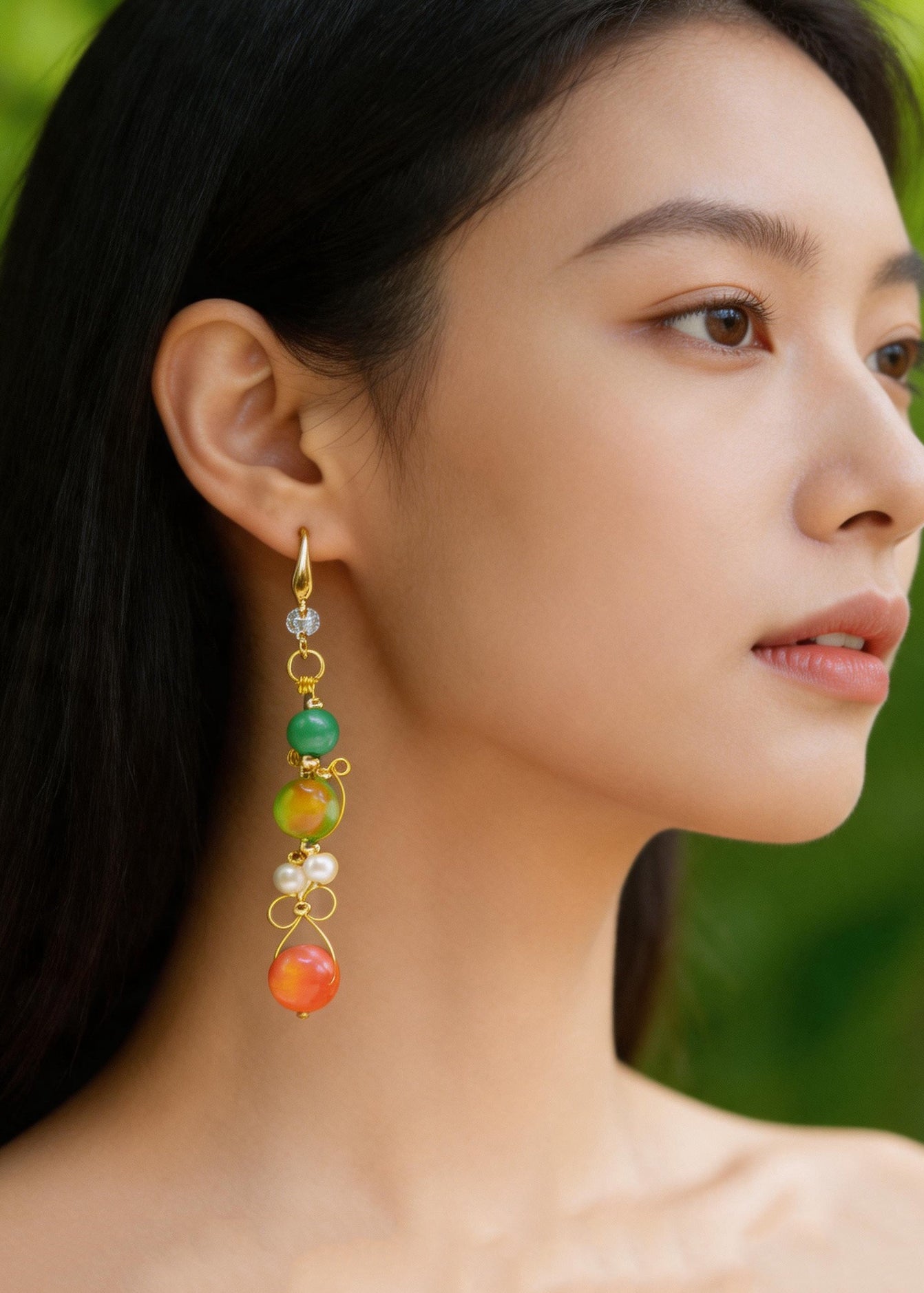 Original Design Fine Crystal Ethnic Style Drop Earrings