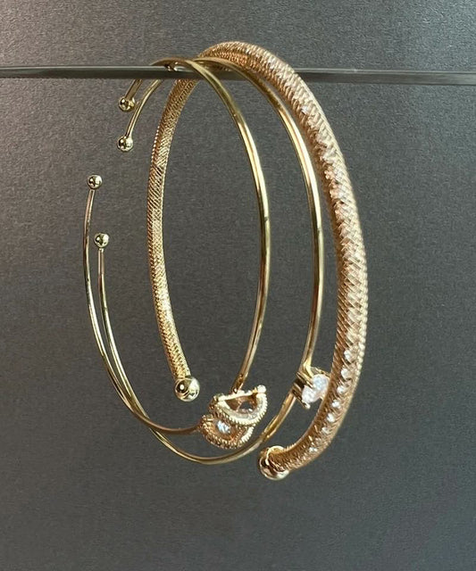 Dreiteiliges Armband-Set aus originalem Goldlegierungs-Zirkonia