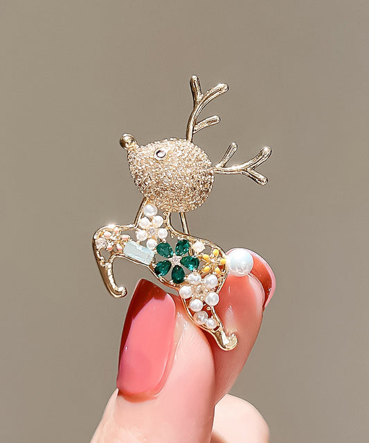 Original Design Goldlegierung Zirkon Elch Broschen